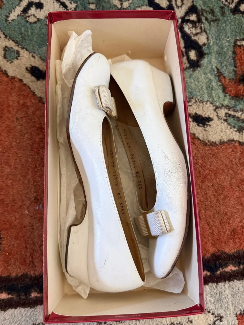 Vintage Ferragamo White Ballet Flats (Sz 8.5)